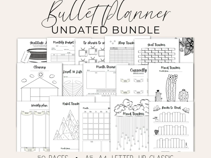 Bullet Journal Printables Bullet Journal Bundle Trackers Printable Bujo Inserts Weekly Spread Bujo Templates A4 A5 Letter HP Classic Etsy