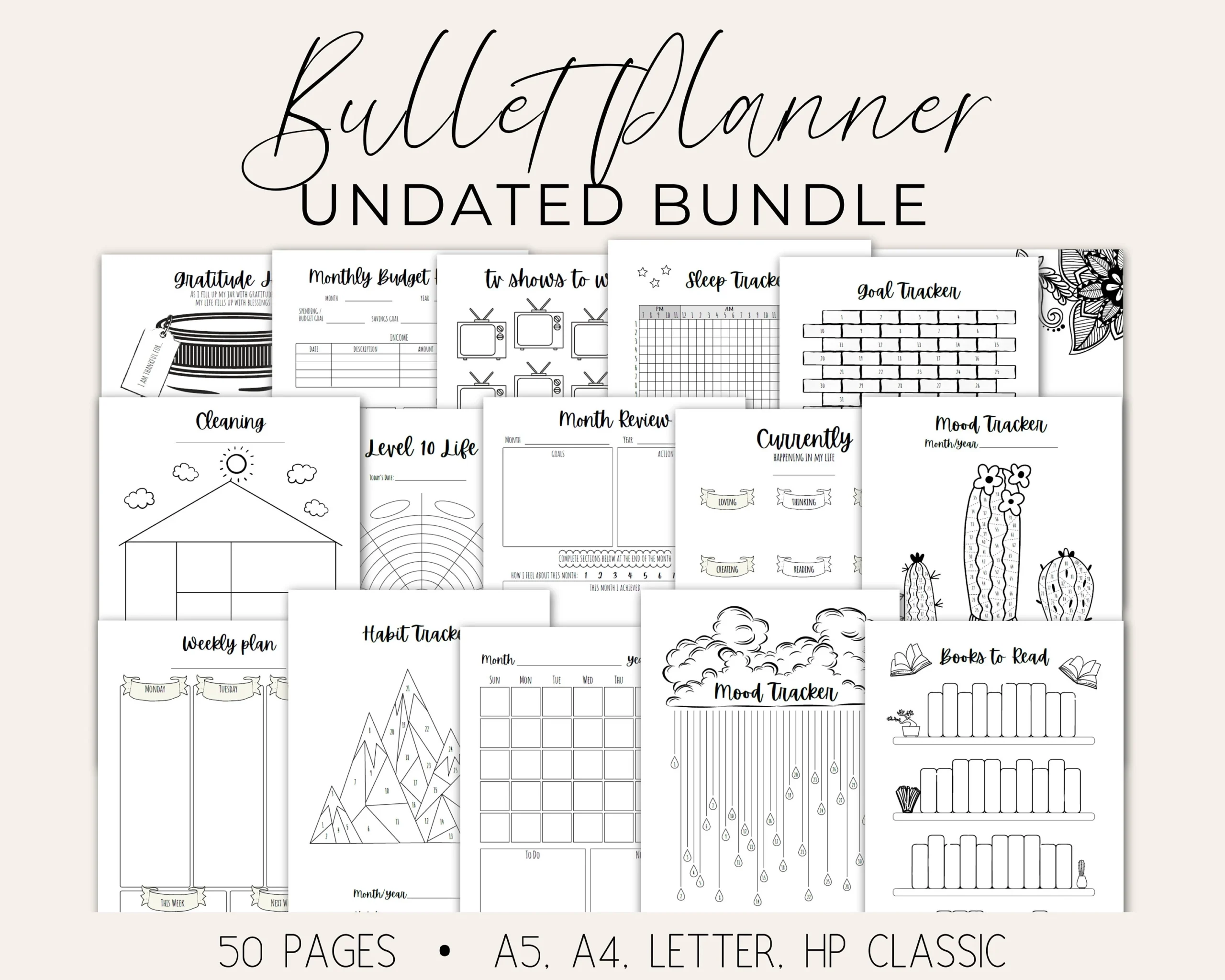Bullet Journal Printables Bullet Journal Bundle Trackers Printable Bujo Inserts Weekly Spread Bujo Templates A4 A5 Letter HP Classic Etsy