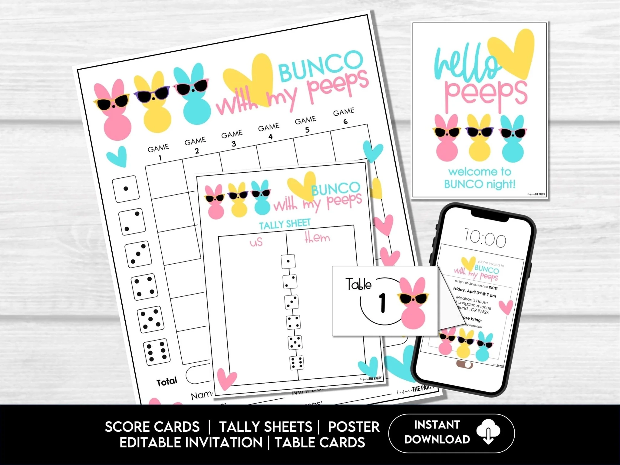 Bunco With My PEEPS Easter Bunco Score Sheets Spring Bunco Table C Before The Party