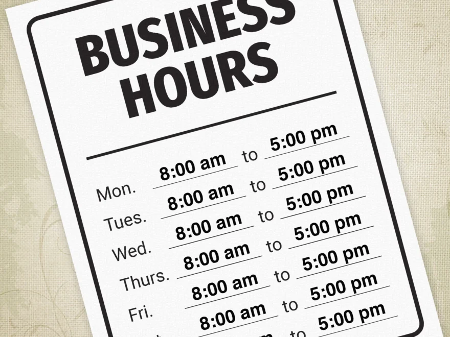 Business Hours Printable Sign Editable