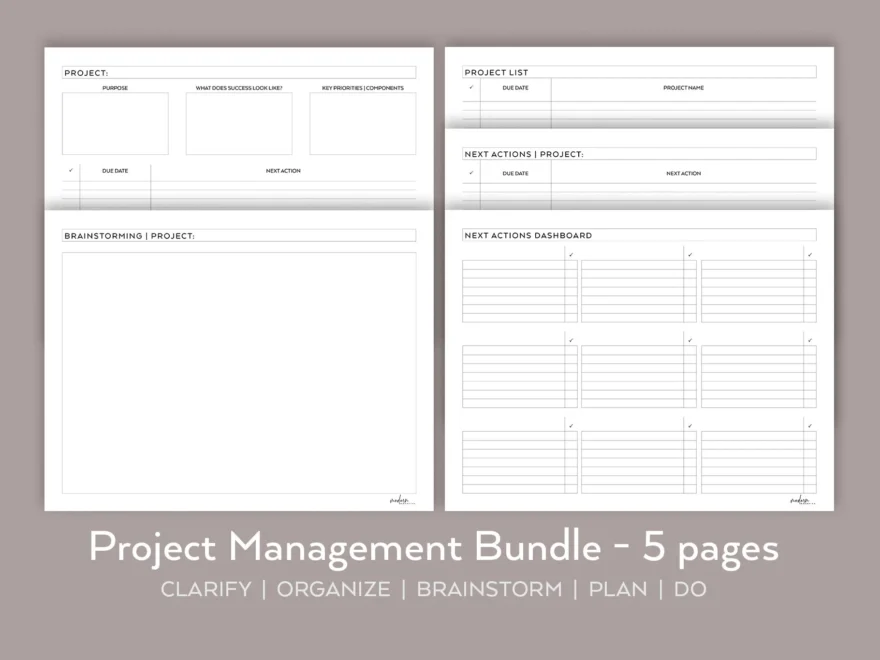 Buy Printable Planner Project Planning Bundle Project List Brainstorming Next Actions Project Planner Planner Insert Getting Things Done Online In India Etsy