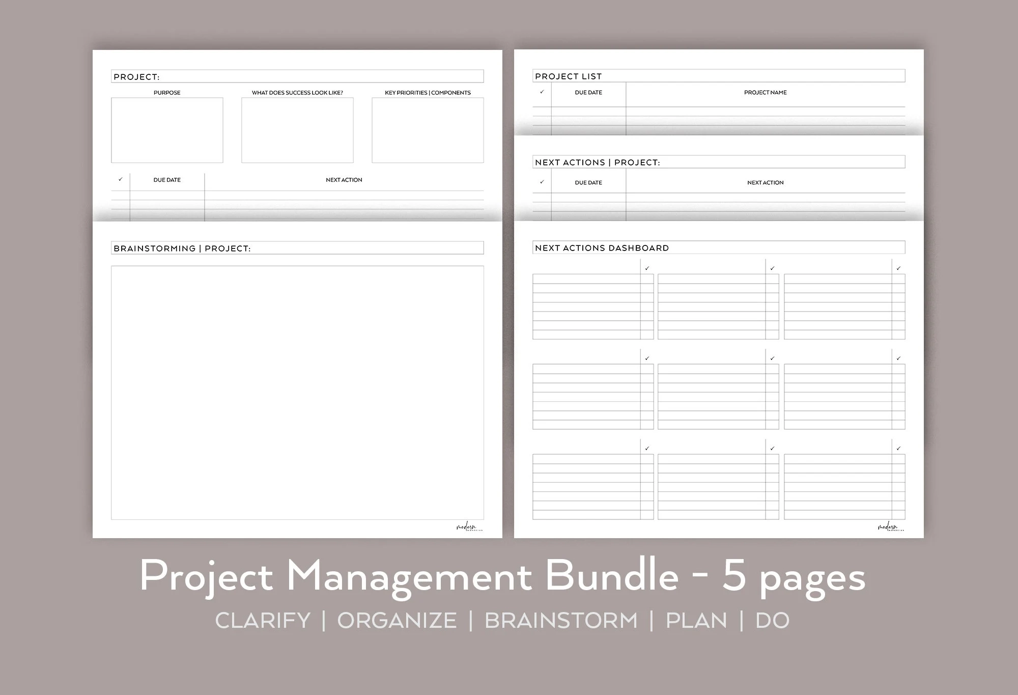 Buy Printable Planner Project Planning Bundle Project List Brainstorming Next Actions Project Planner Planner Insert Getting Things Done Online In India Etsy