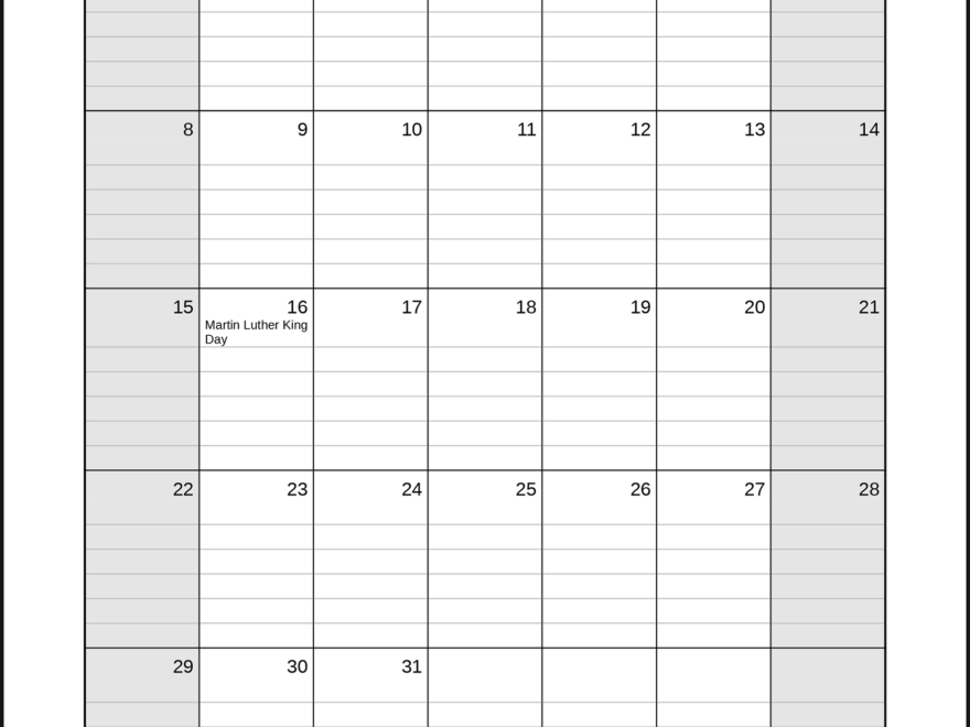 CalendarsThatWork Room For Notes