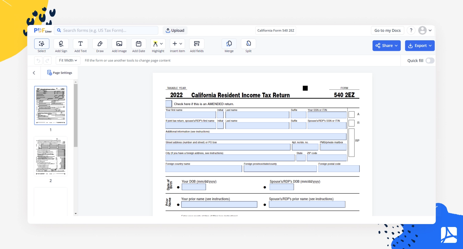 2026 Form 540 Schedule Ca Printable