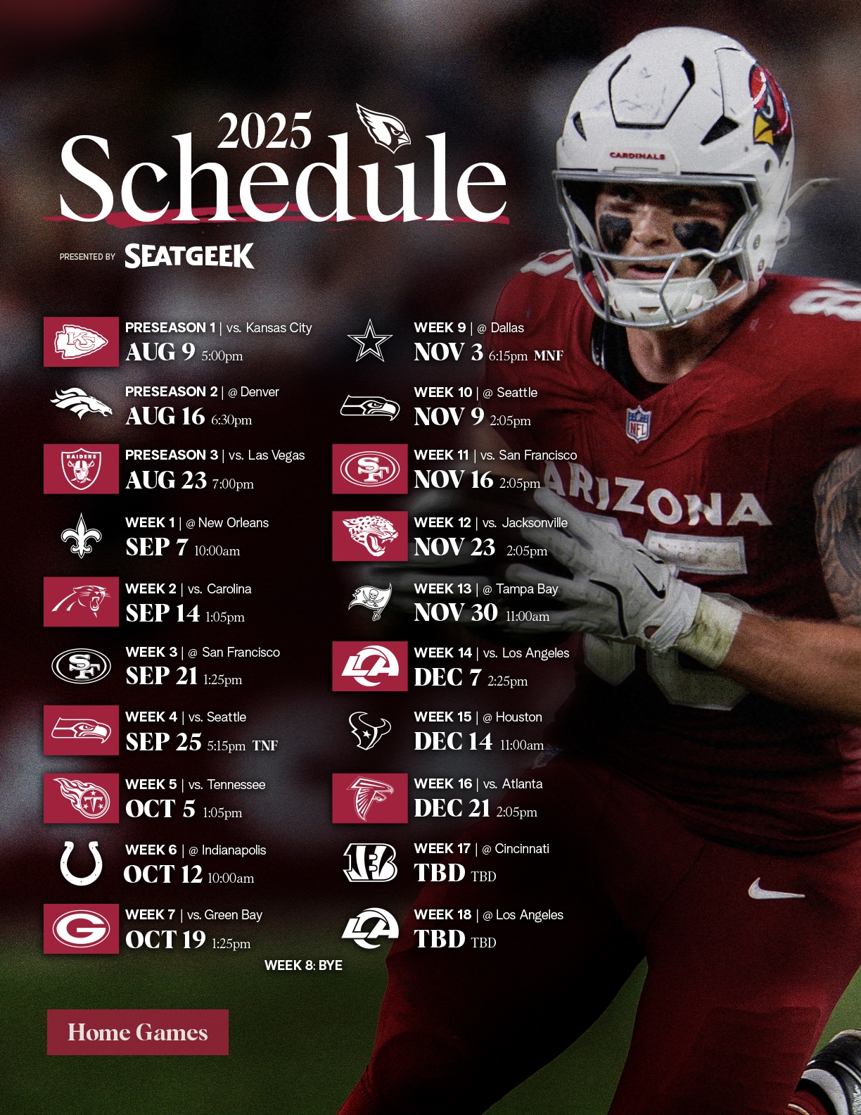 Cardinals 2025 Schedule I Arizona Cardinals AZCardinals