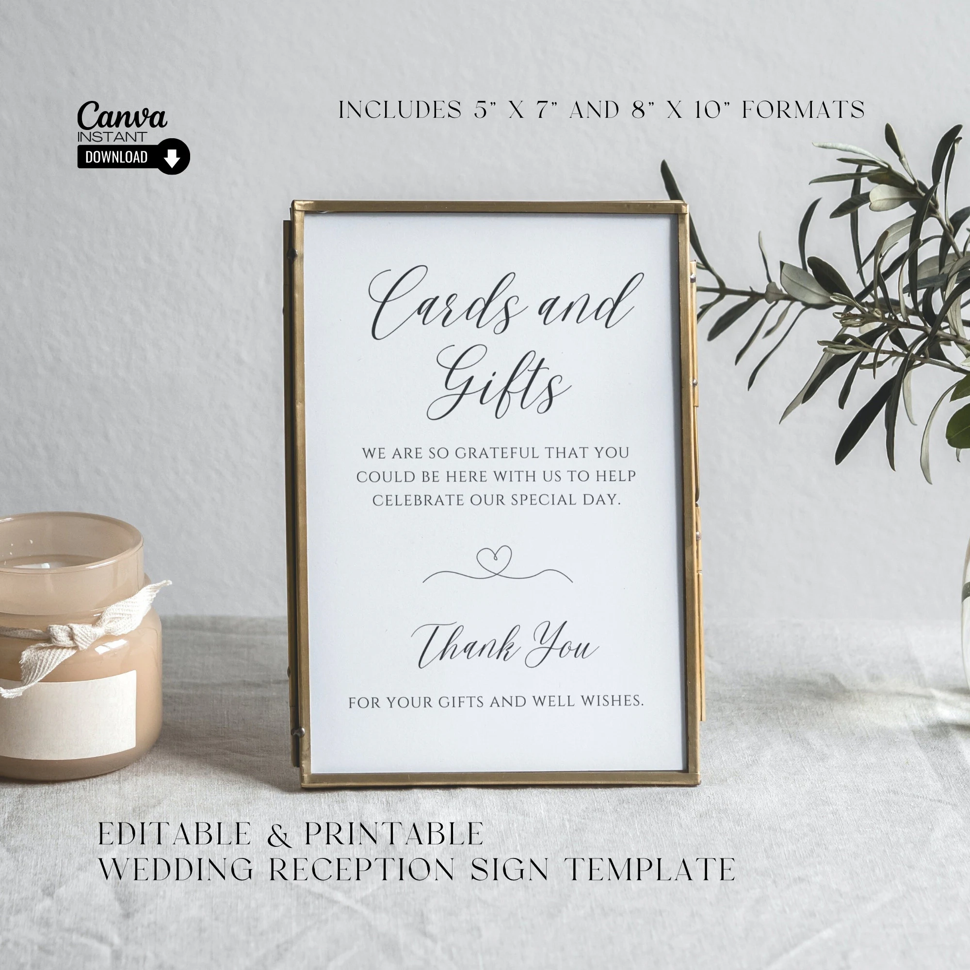 Cards And Gifts Wedding Sign Modern Calligraphy 5x7 8x10 canva Template Etsy Cards And Gifts Wedding Sign Modern Calligraphy 5x7 8x10 canva Template Etsy