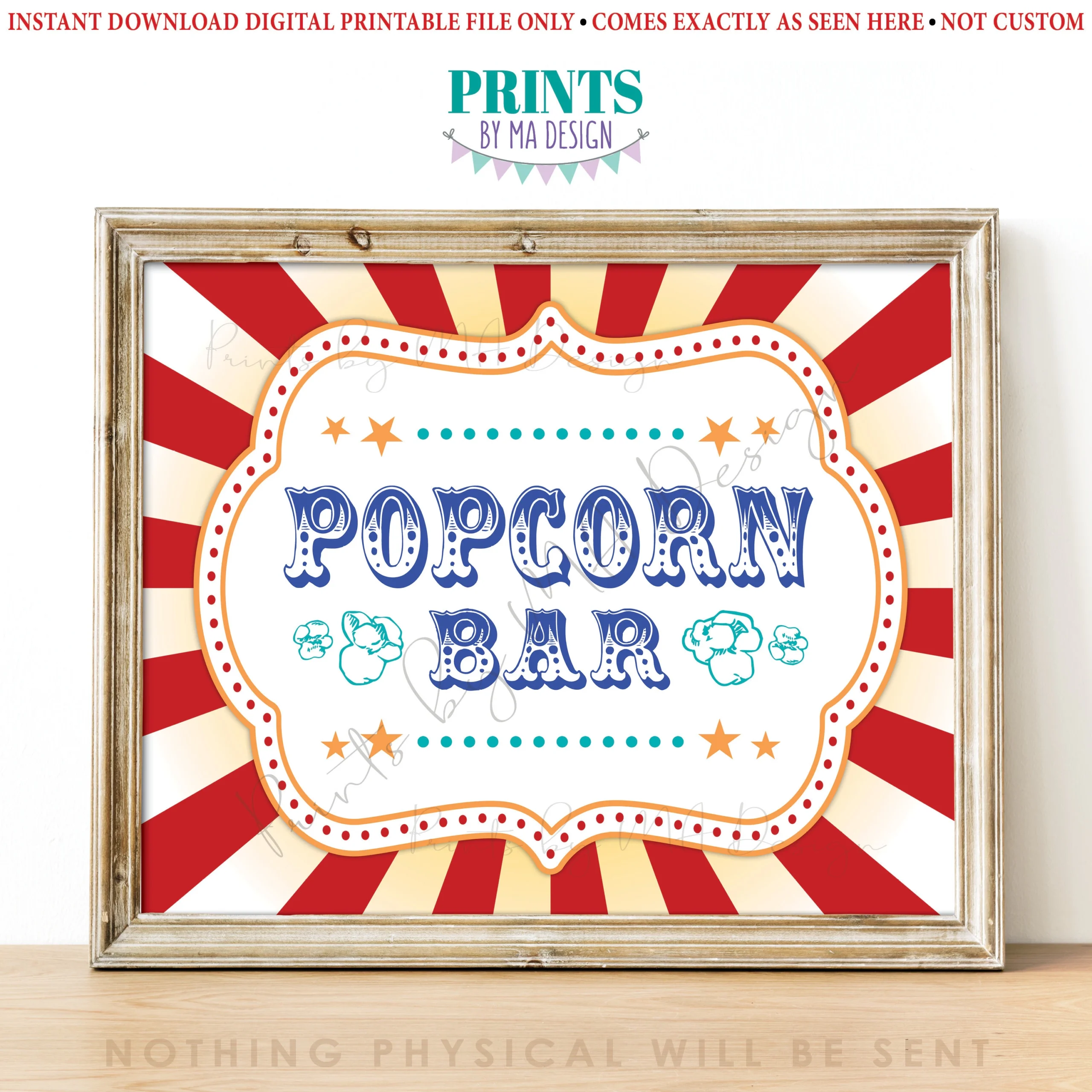 Carnival Popcorn Bar Sign Circus Popcorn Station Carnival Food Concession Snacks PRINTABLE 8x10 16x20 Carnival Popcorn Sign