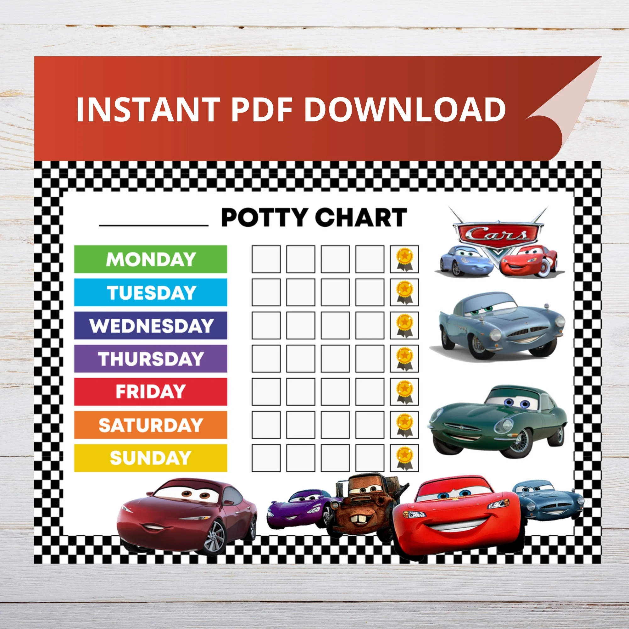 Cars Potty Training Chart Cars Reward Chart Etsy
