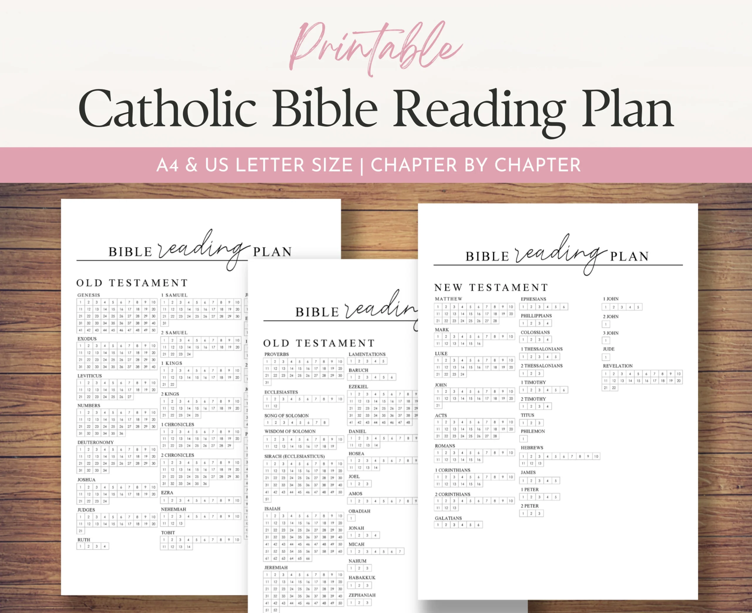 Catholic Bible Reading Tracker Chapter By Chapter Checklist Reading Log Daily Bible Study Plan A4 And US Letter Size Etsy