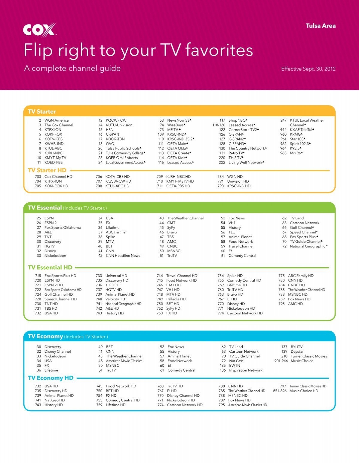 Channel Lineup Cox Printable
