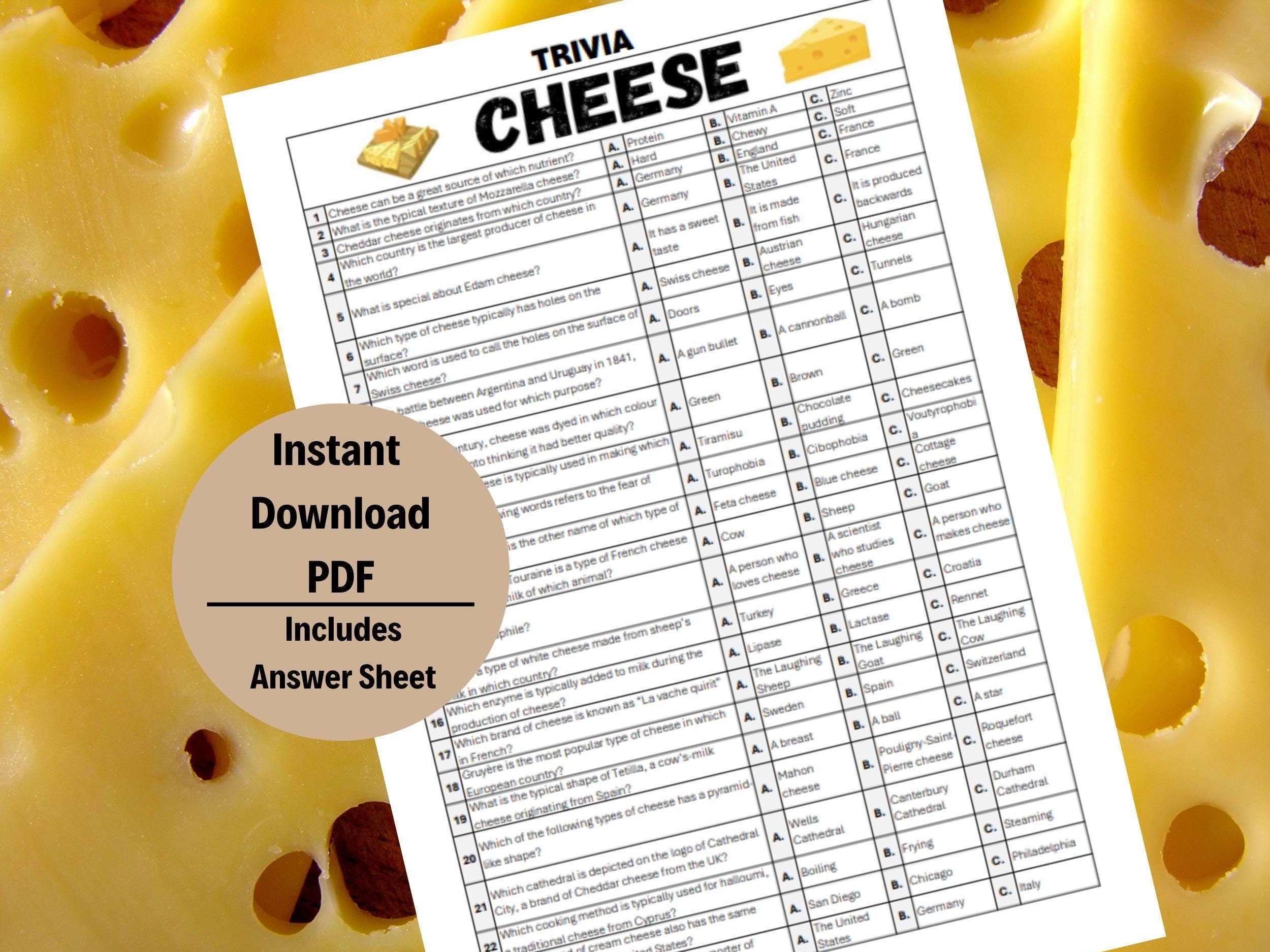 Printable Food Trivia Game Trivial Pursuit