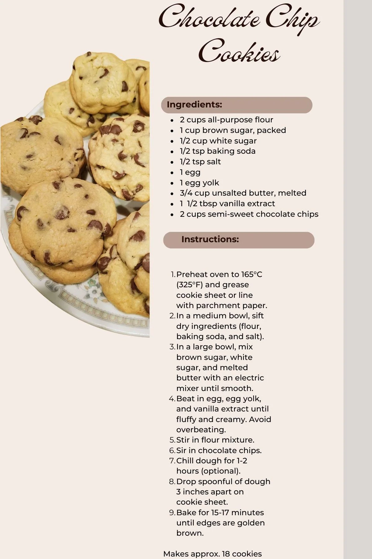 Chocolate Chip Cookie Recipe Etsy