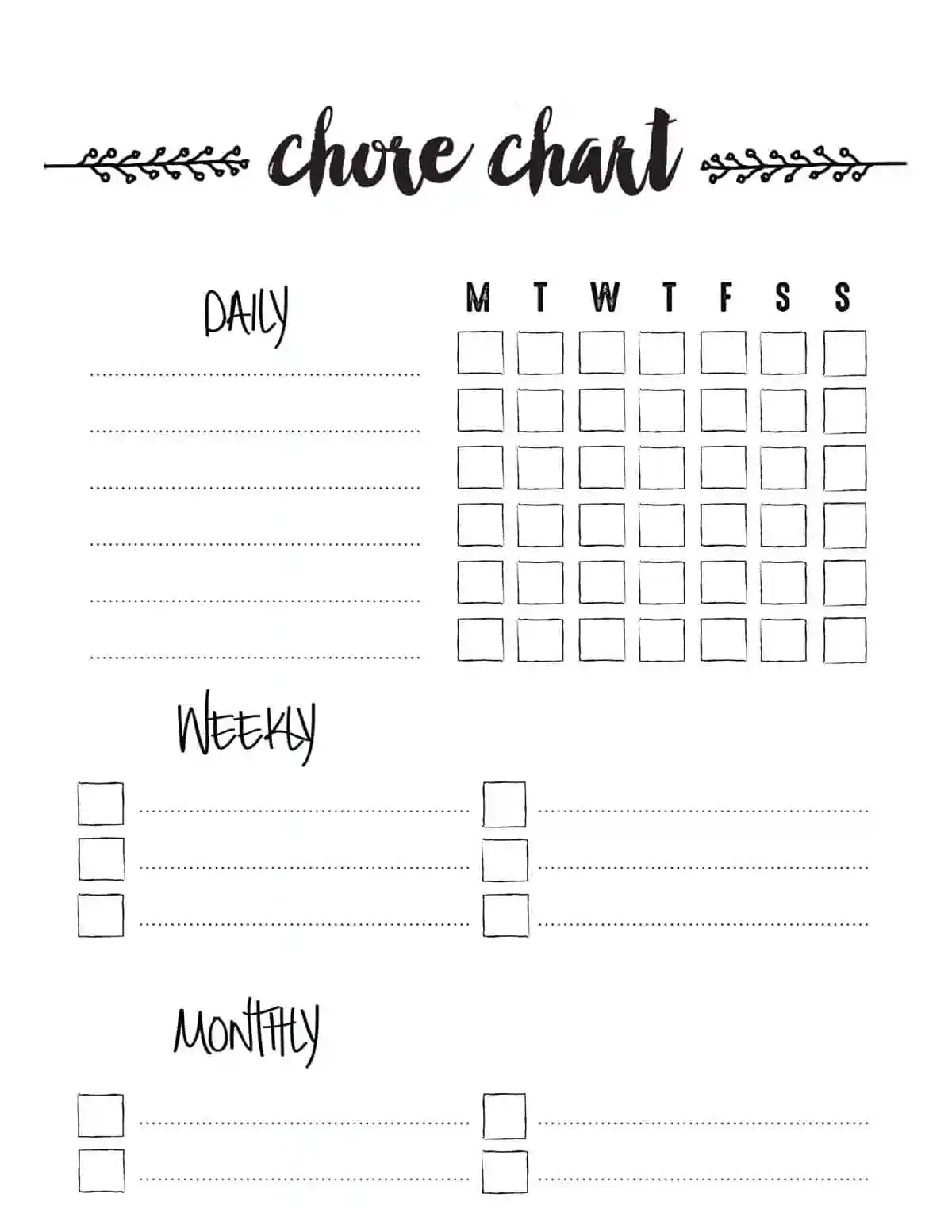 Daily And Weekly Chart Printable