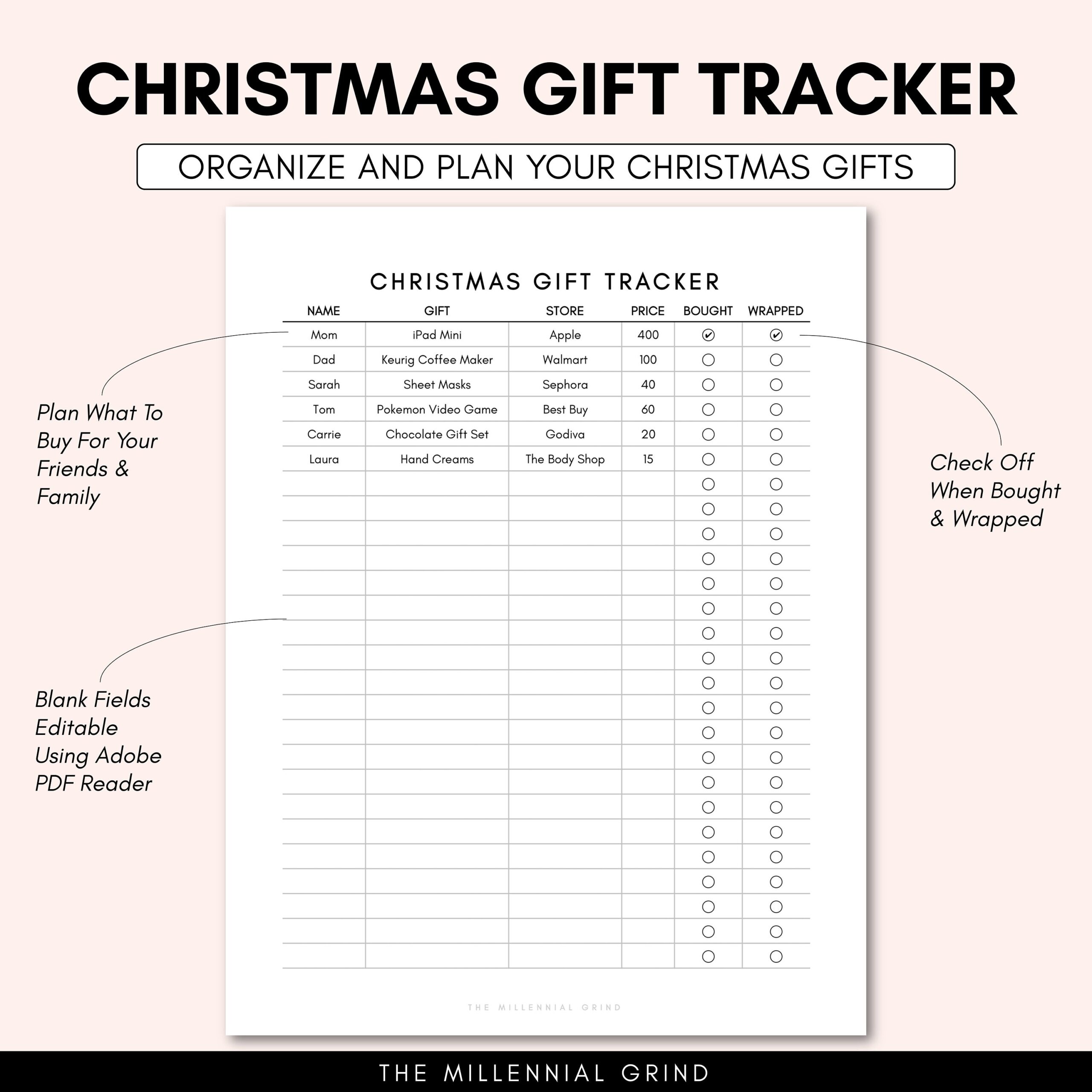 Christmas Gift List Printable Christmas Gift Tracker Printable Gift List Printable Gift Tracker Printable Gift Planner Printable Etsy