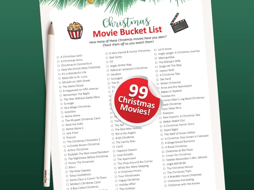 Christmas Movie List Tracker Etsy