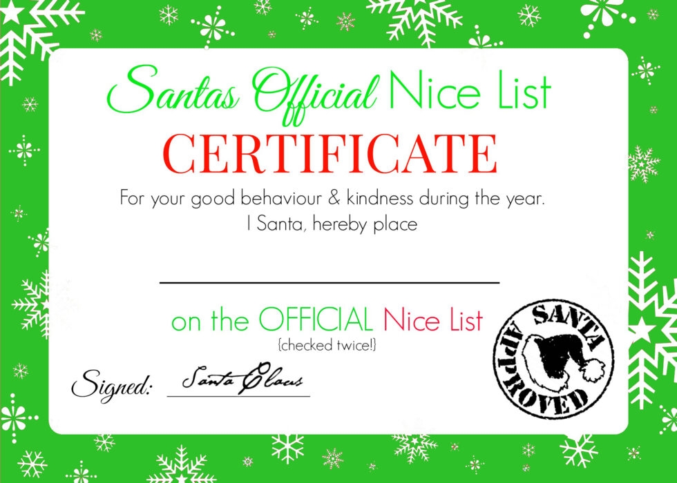 Christmas Nice List Certificate Free Printable Super Busy Mum Northern Irish Blogger