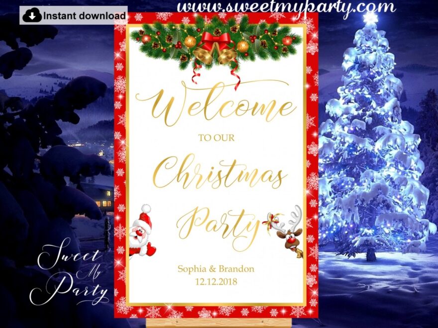 Christmas Party Welcome Sign Printable Christmas Party Welcome Sign Holiday Party Welcome Sign Winter Wedding Welcome Sign Corporate Party Welcome Sign Merry Christmas Sign welcome To Our Christmas Party Sign wedding Stationery sweetmyparty