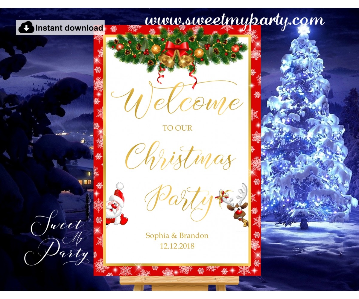 Christmas Party Welcome Sign Printable Christmas Party Welcome Sign Holiday Party Welcome Sign Winter Wedding Welcome Sign Corporate Party Welcome Sign Merry Christmas Sign welcome To Our Christmas Party Sign wedding Stationery sweetmyparty