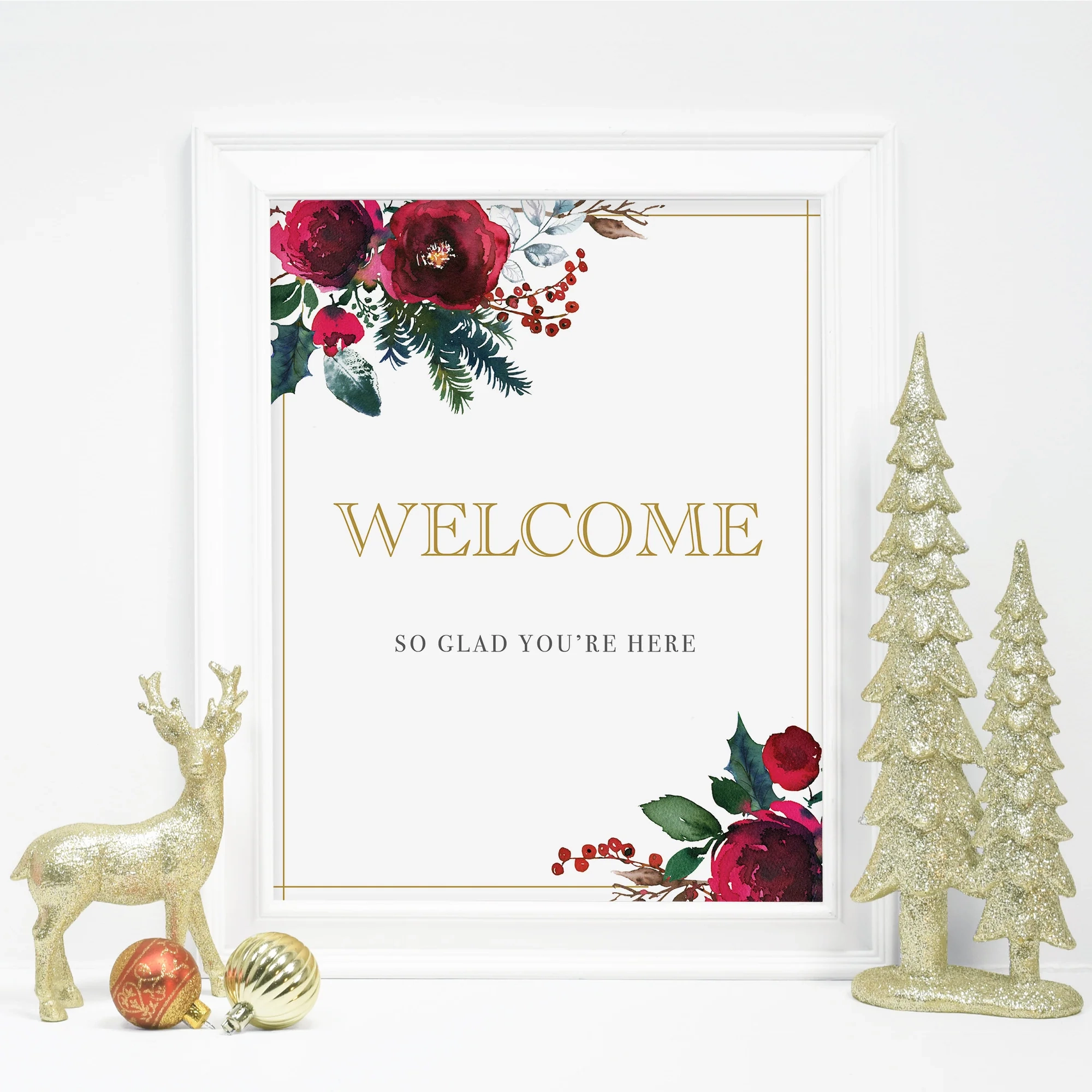 Christmas Party Welcome Sign Printable INSTANT DOWNLOAD CG100 PlumPolkaDot