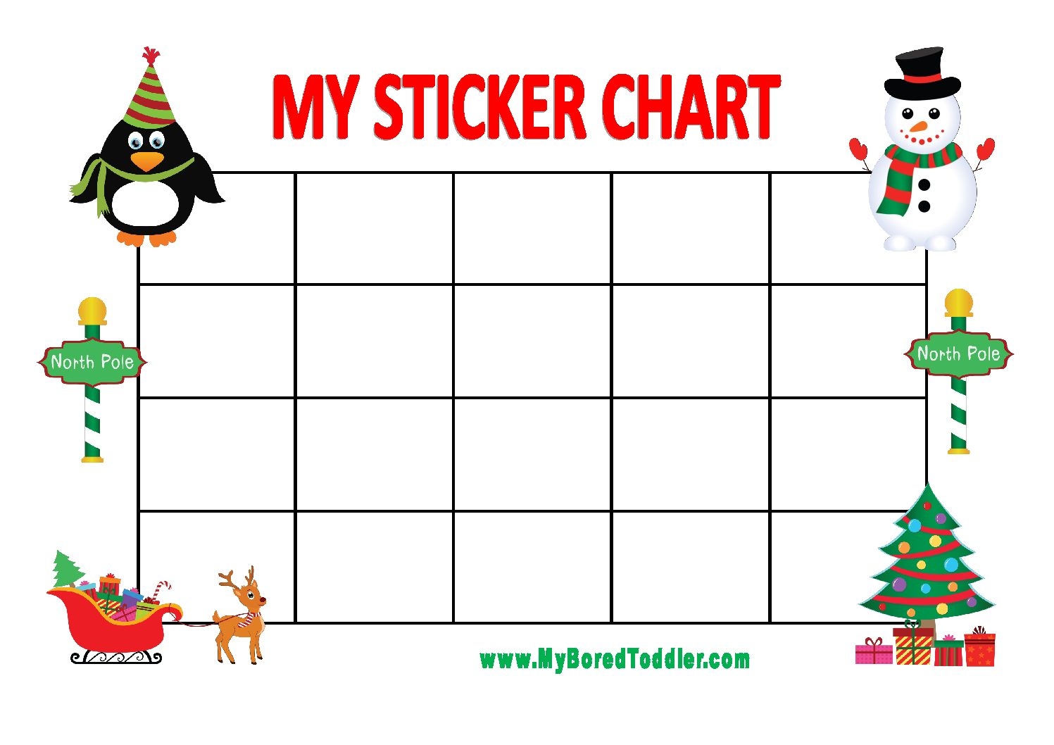 Christmas Sticker Reward Chart Printable