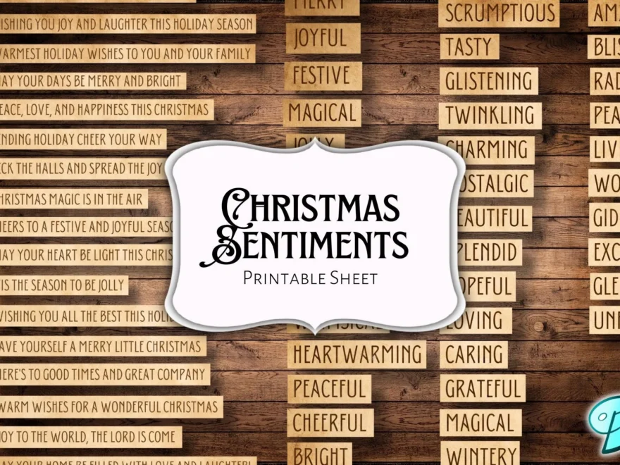 Christmas Sentiments Printable Pages Etsy