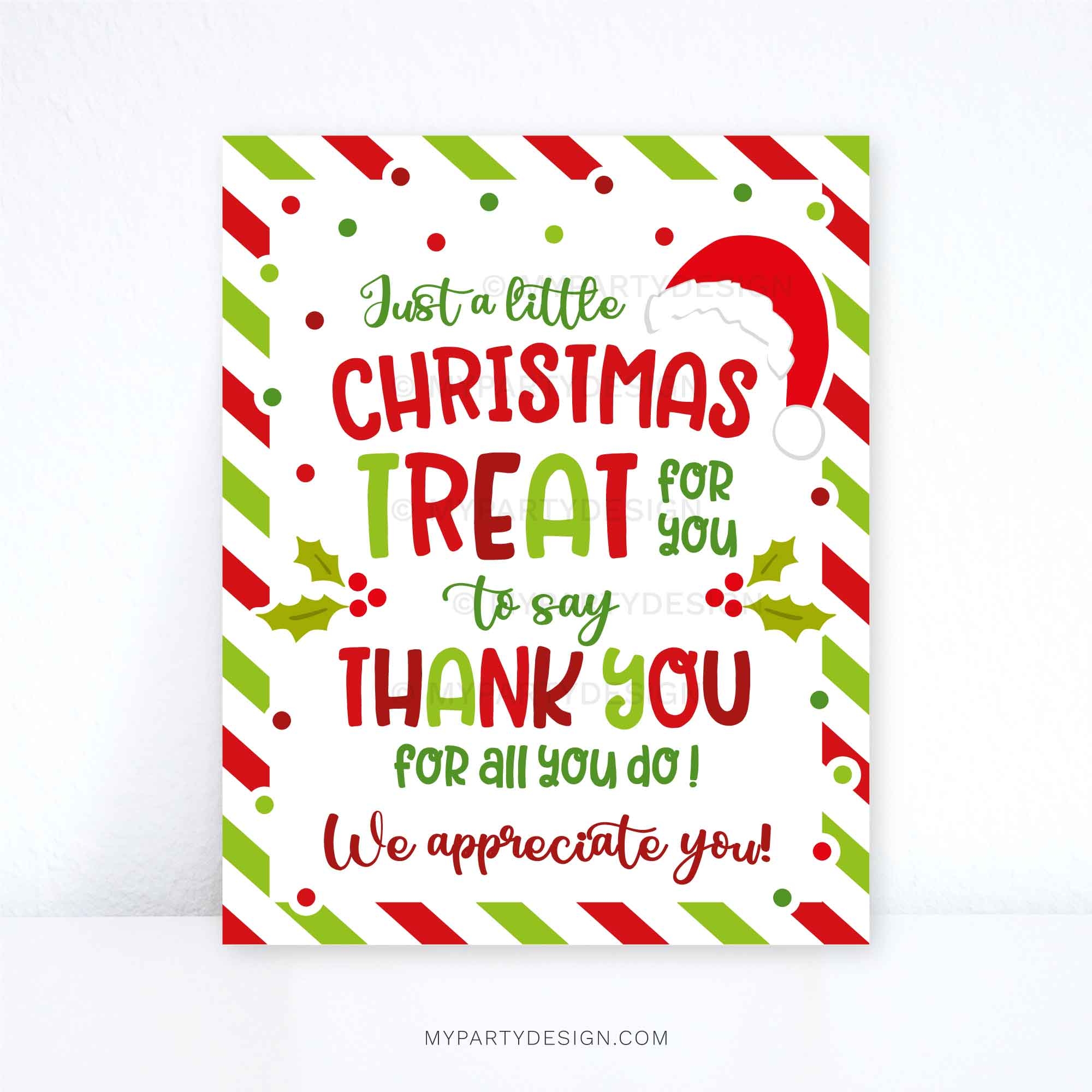 Christmas Treat To Say Thank You Sign Printable PDF My Party Design Christmas Treat To Say Thank You Sign Printable PDF My Party Design