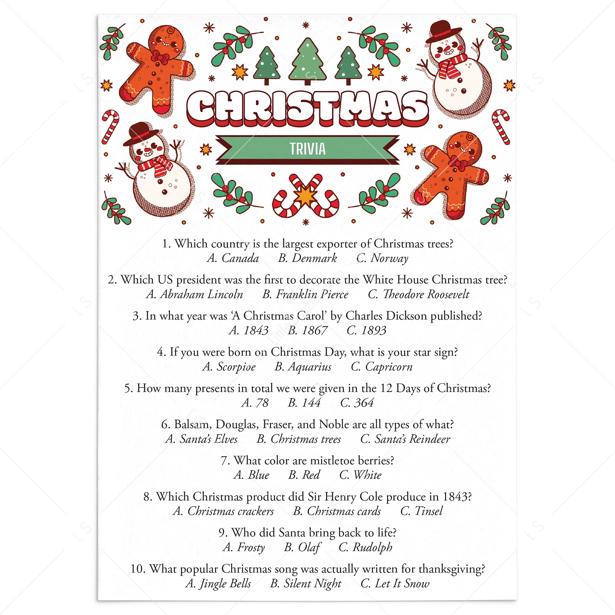 Christmas Quiz Questions And Answers Printable Christmas Quiz Questions And Answers Printable