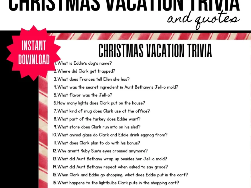 Christmas Vacation Trivia Christmas Vacation Quotes Christmas Game Printables Etsy