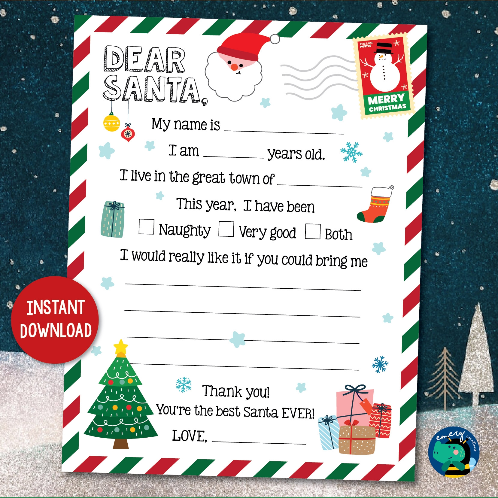 Printable Christmas List For Santa