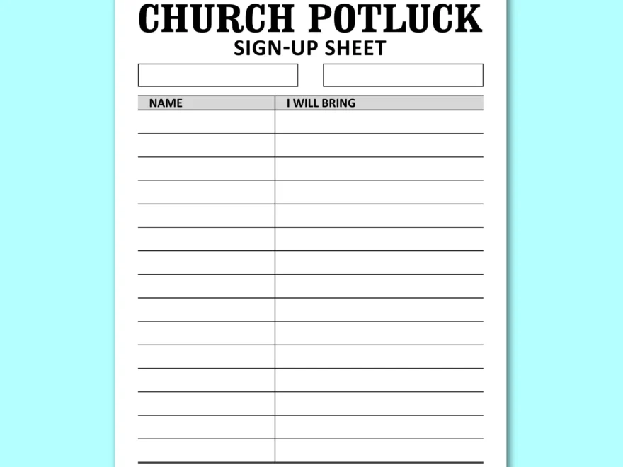 Church Potluck Sign Up Sheet Printable Template Faith Community Brunch Dinner Party Food Signup Instant Download Letter A4 Etsy