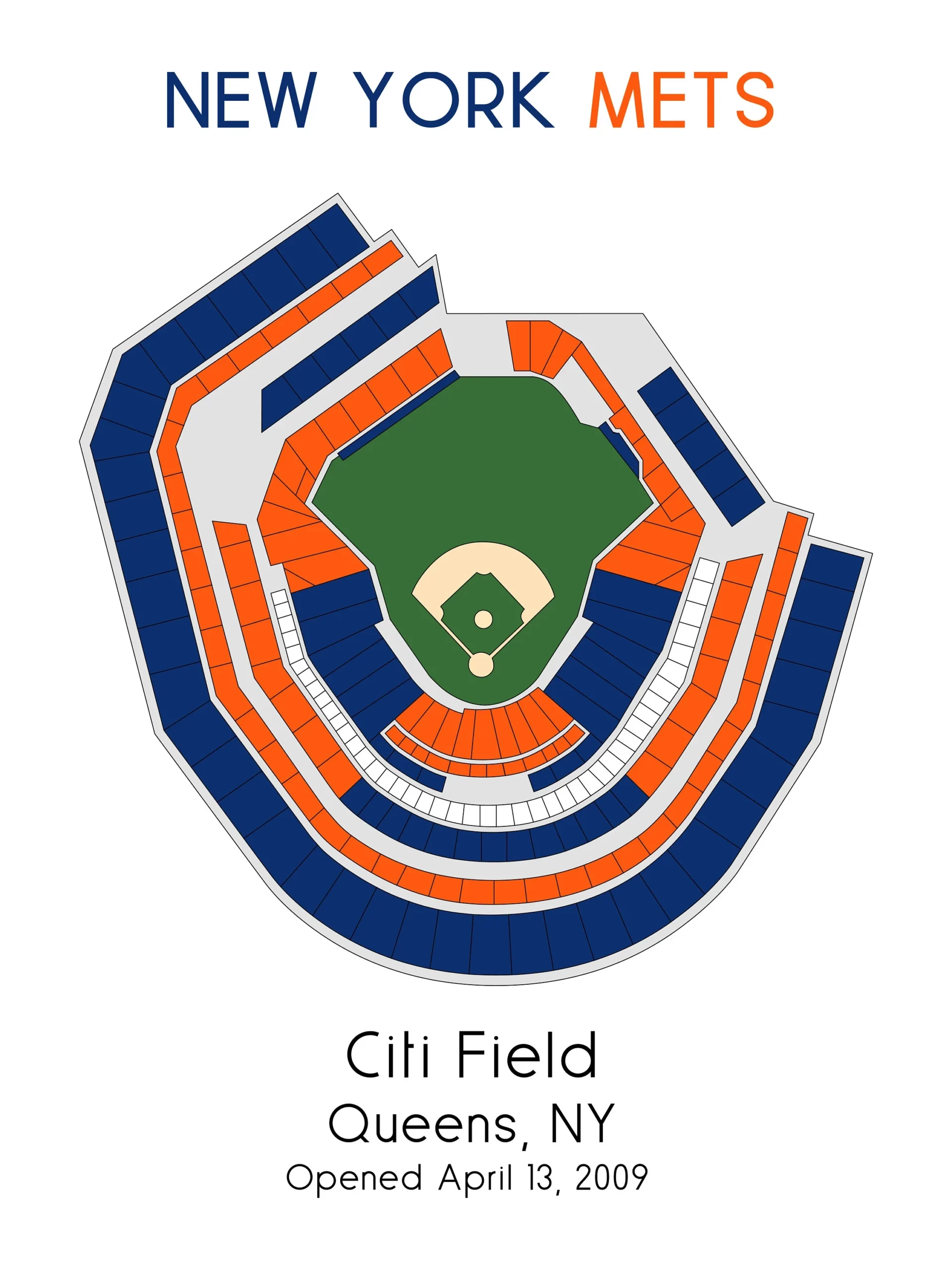 Citi Field Seating Chart Poster New York Mets Ballpark Map Etsy