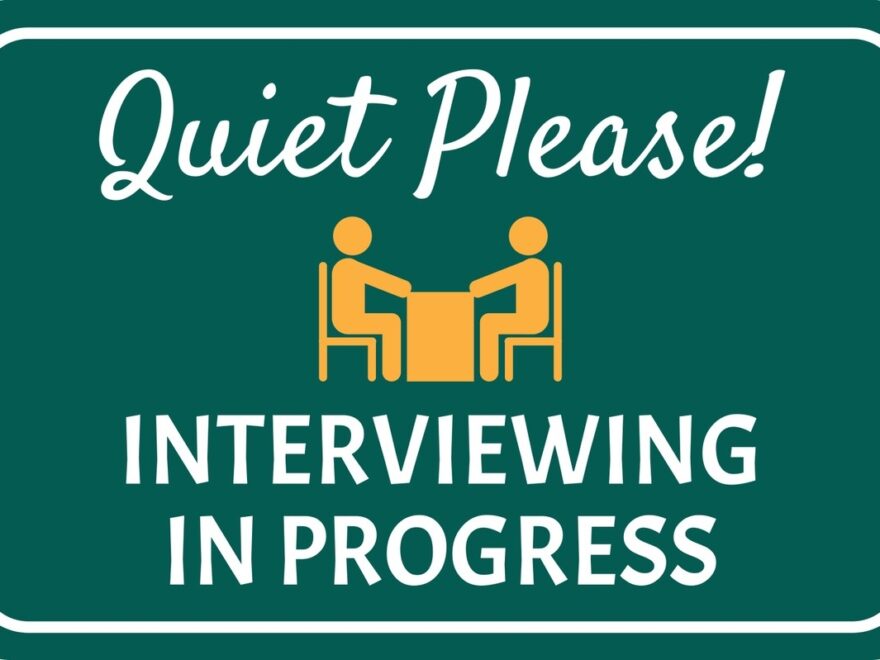 Classic Framed Plus Quiet Please Interviewing In Progress Wall Or Door Sign EBay