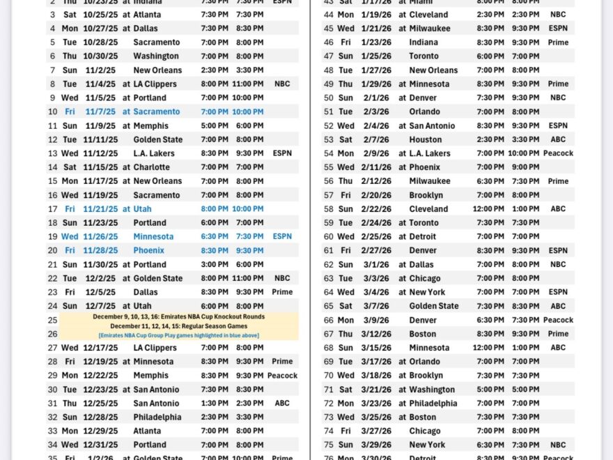Clemente Almanza On X Here Is The Thunder s 2025 26 Regular Season Schedule Https t co ttWENOQdqb X