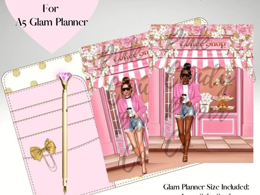 Coffee Shop Pink digital Dashboard a5 digital Planner Dashboards Printable Planner Dashboards digital Planner Cover coffee boss Babe Etsy