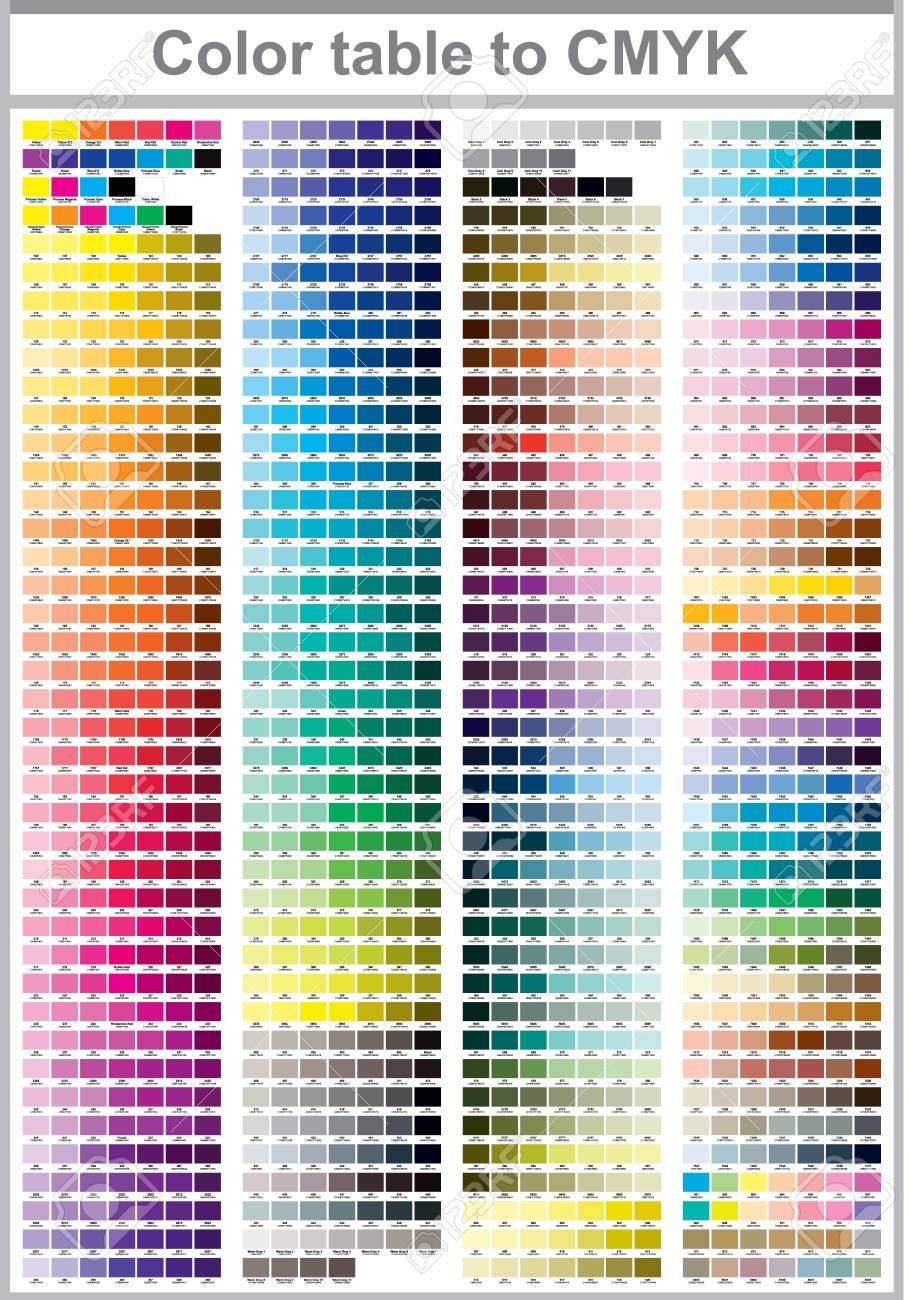 Color Table Pantone To CMYK Color Print Test Page Illustration CMYK Colors For Print Vector Color Palette Royalty Free SVG Cliparts Vectors And Stock Illustration Image 101790284 