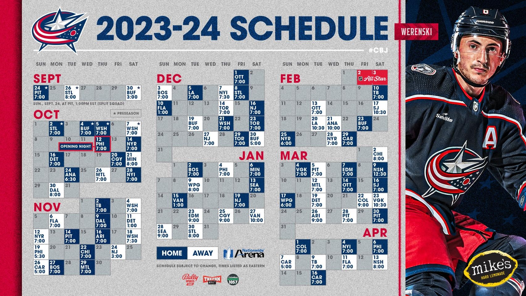 Blue Jackets Schedule Printable