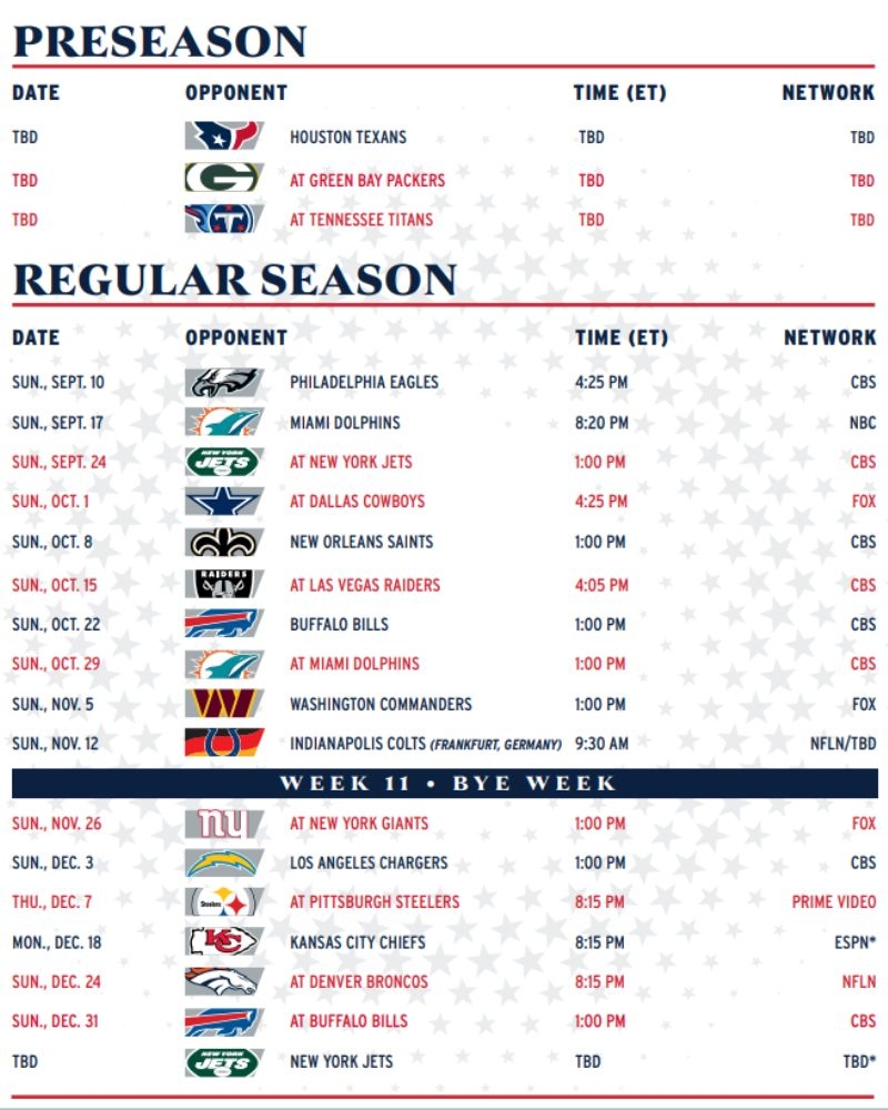 Complete 2023 2024 NE Patriots Schedule True Country 93 5 Complete 2023 2024 NE Patriots Schedule True Country 93 5