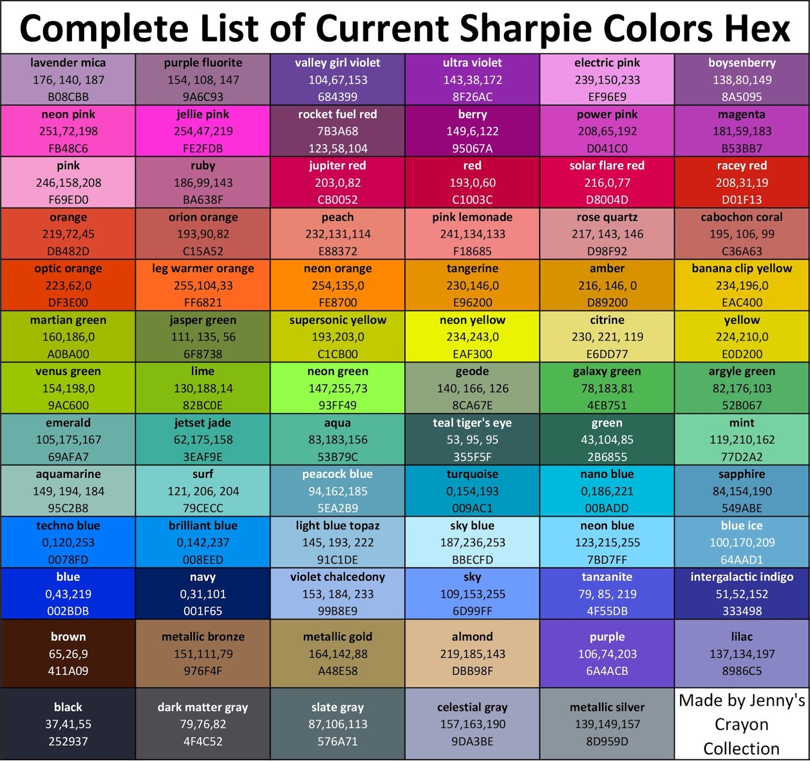 Bic Marker Color Chart Printable
