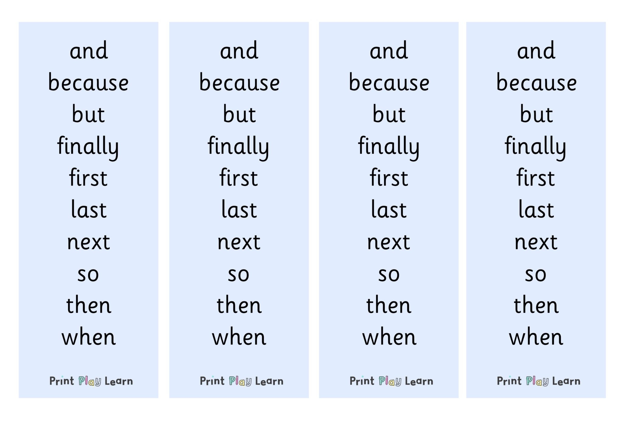 Conjunctions Connectives Word Mat Book Mark Printable Teaching Resources Print Play Learn