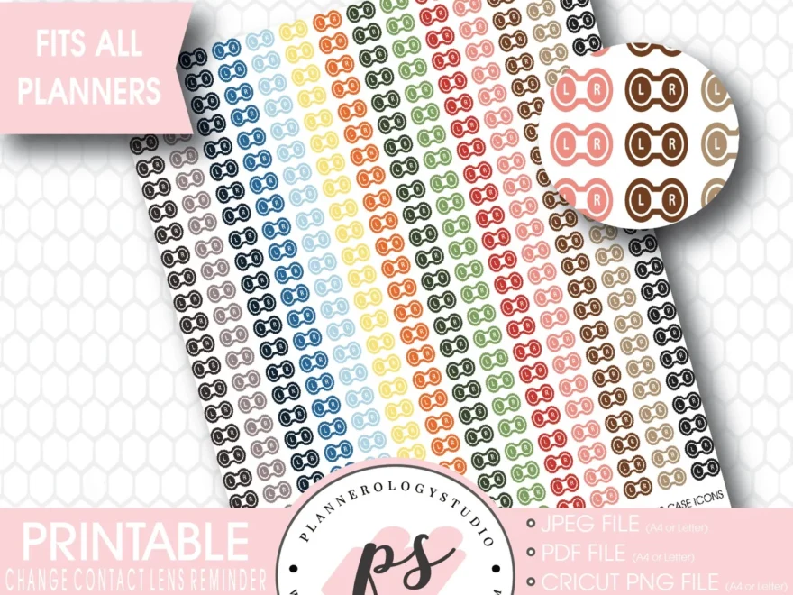 Contact Lens Case Change Contact Lens Reminder Icon Printable Planne Plannerologystudio