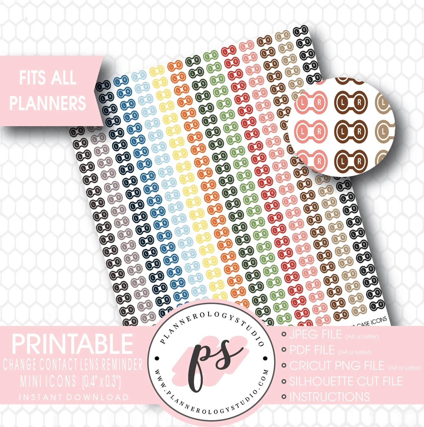 Contact Lens Case Change Contact Lens Reminder Icon Printable Planne Plannerologystudio