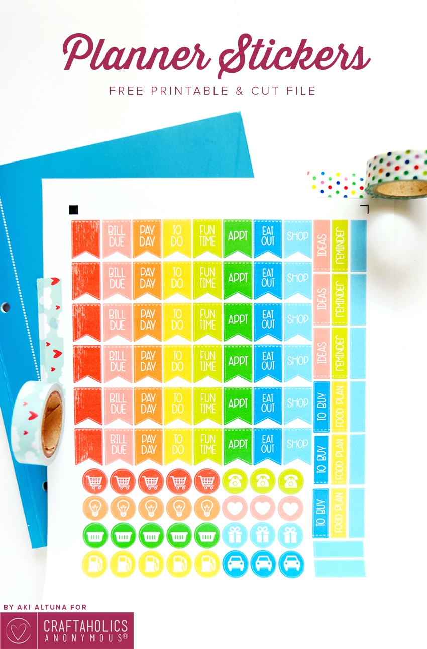 Craftaholics Anonymous Free Planner Stickers Printable SVG Cut File