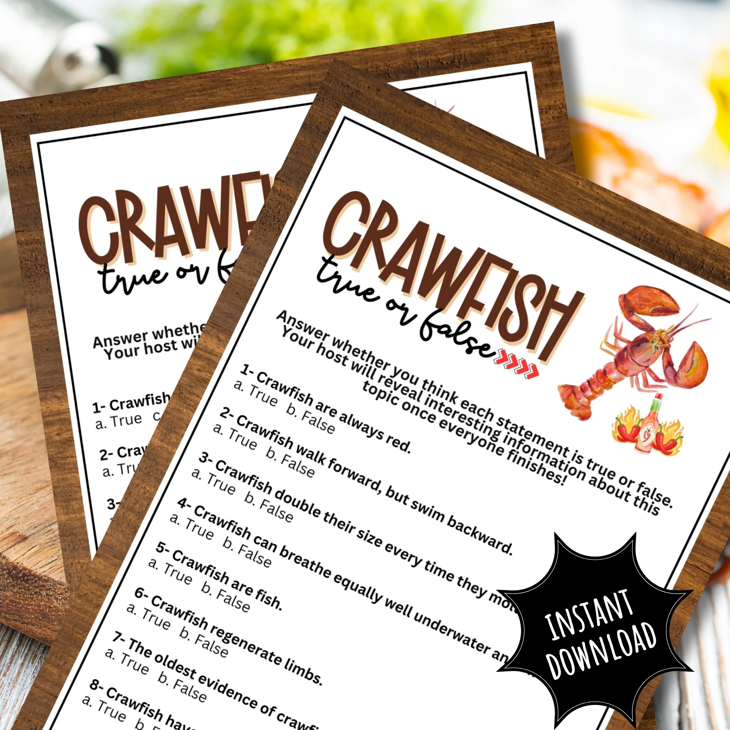 Crawfish Boil Trivia Game True Or False Party Game digital Download Etsy