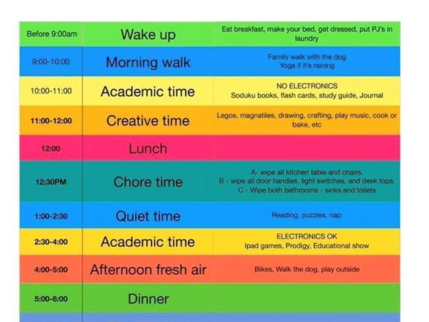 Creating A Daily Schedule In The Midst Of The Coronavirus Pandemic Calendar