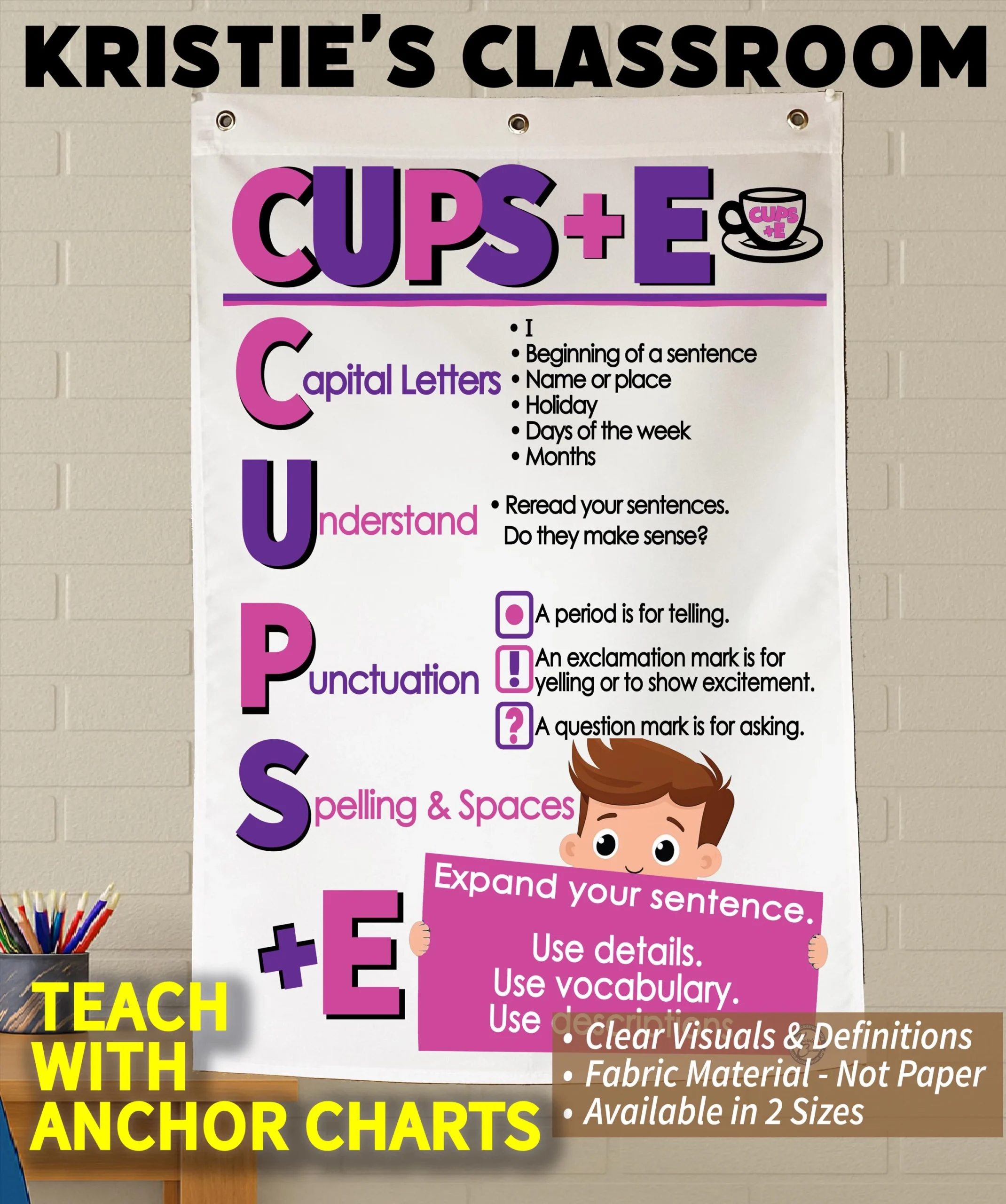 CUPS E Revise And Edit Anchor Chart Printed Fabric Grommets Etsy