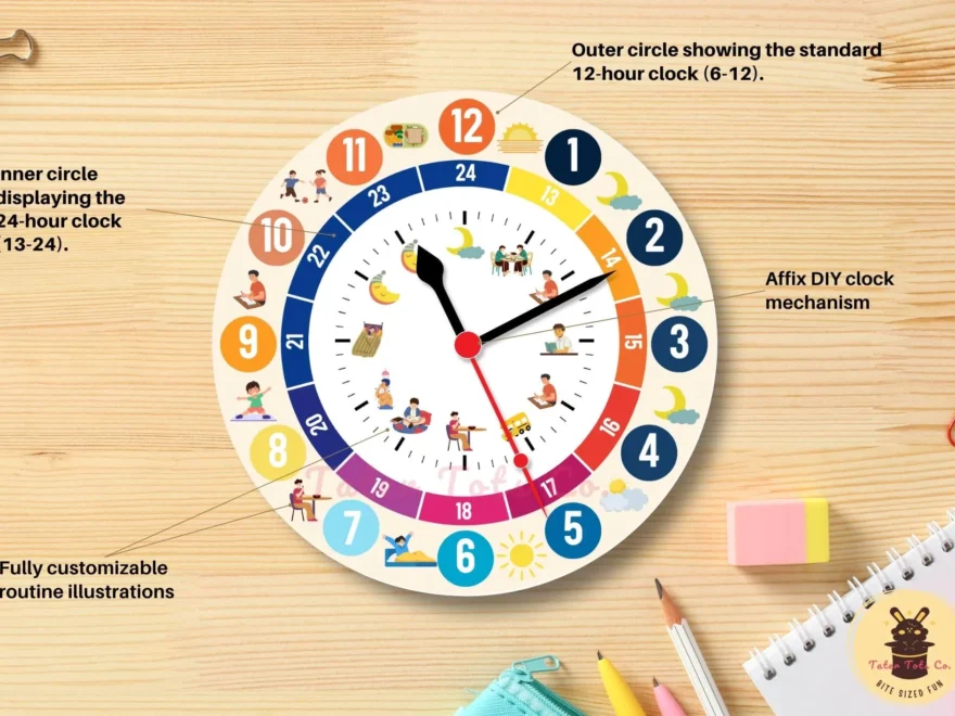 Custom DIY 24 hour Routine Clock Template For Kids Dual Time Teaching And Learning Aid Fully Editable Canva Template Instant Access Etsy