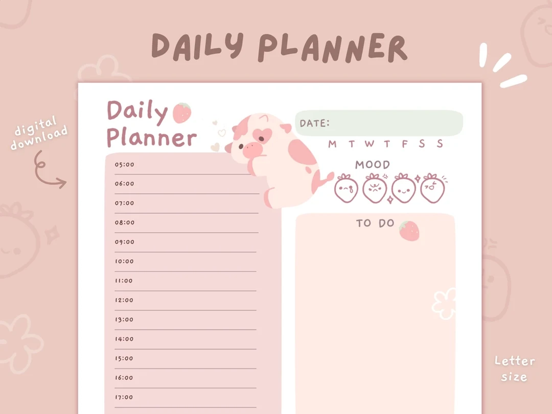 Cute Printable Daily Hour Schedule