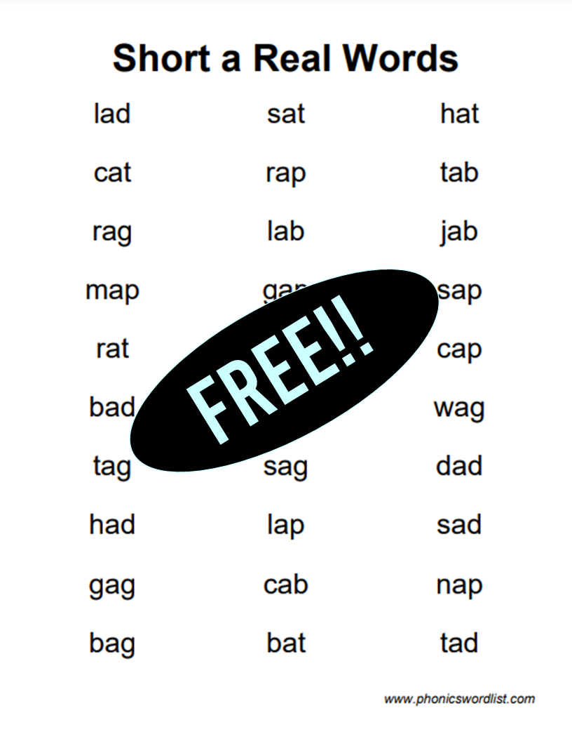 Free Printable Cvc Word List