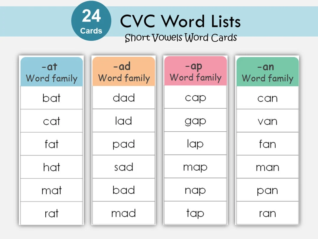 Printable Phonics Word Lists