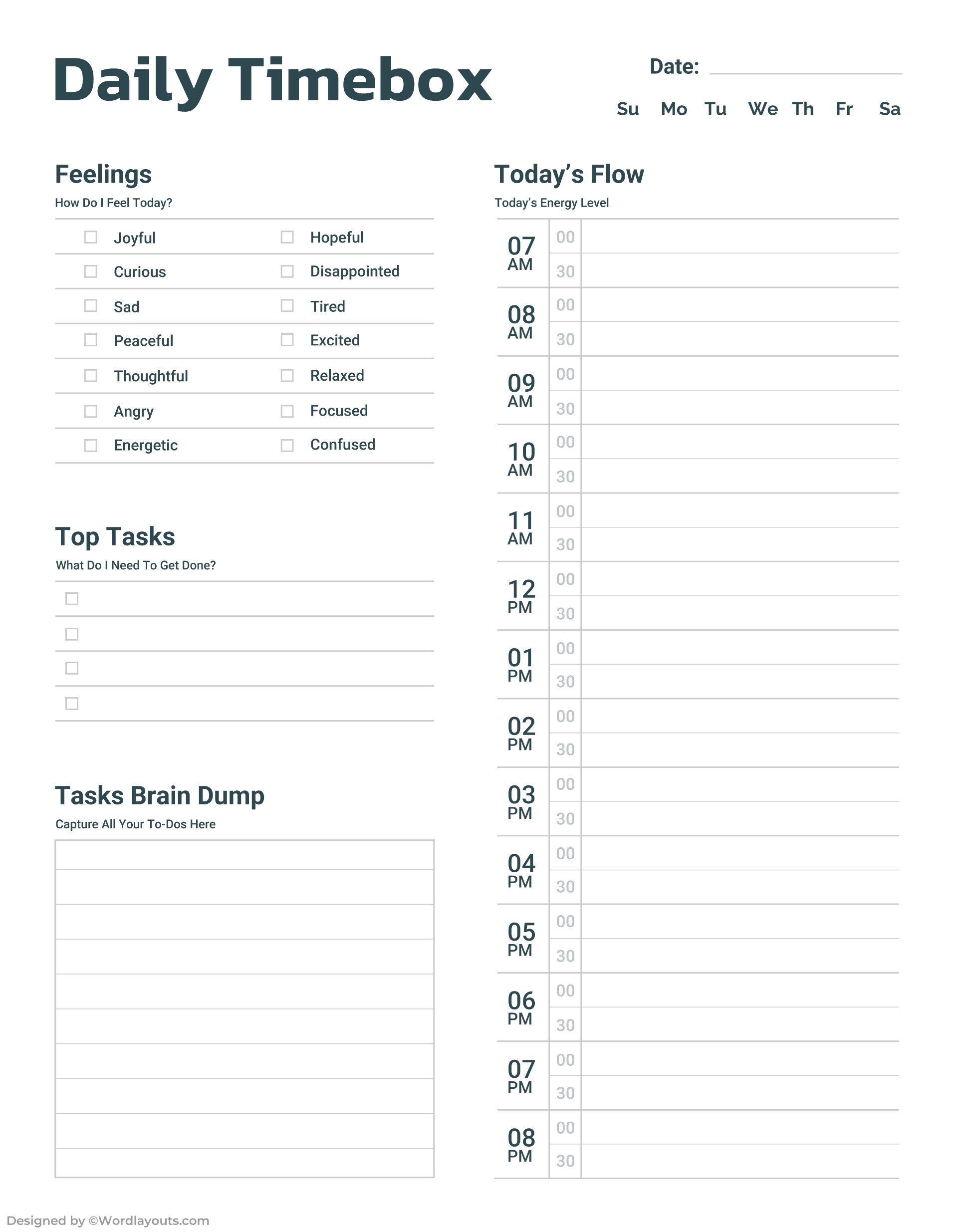 Printable Daily Action Planner